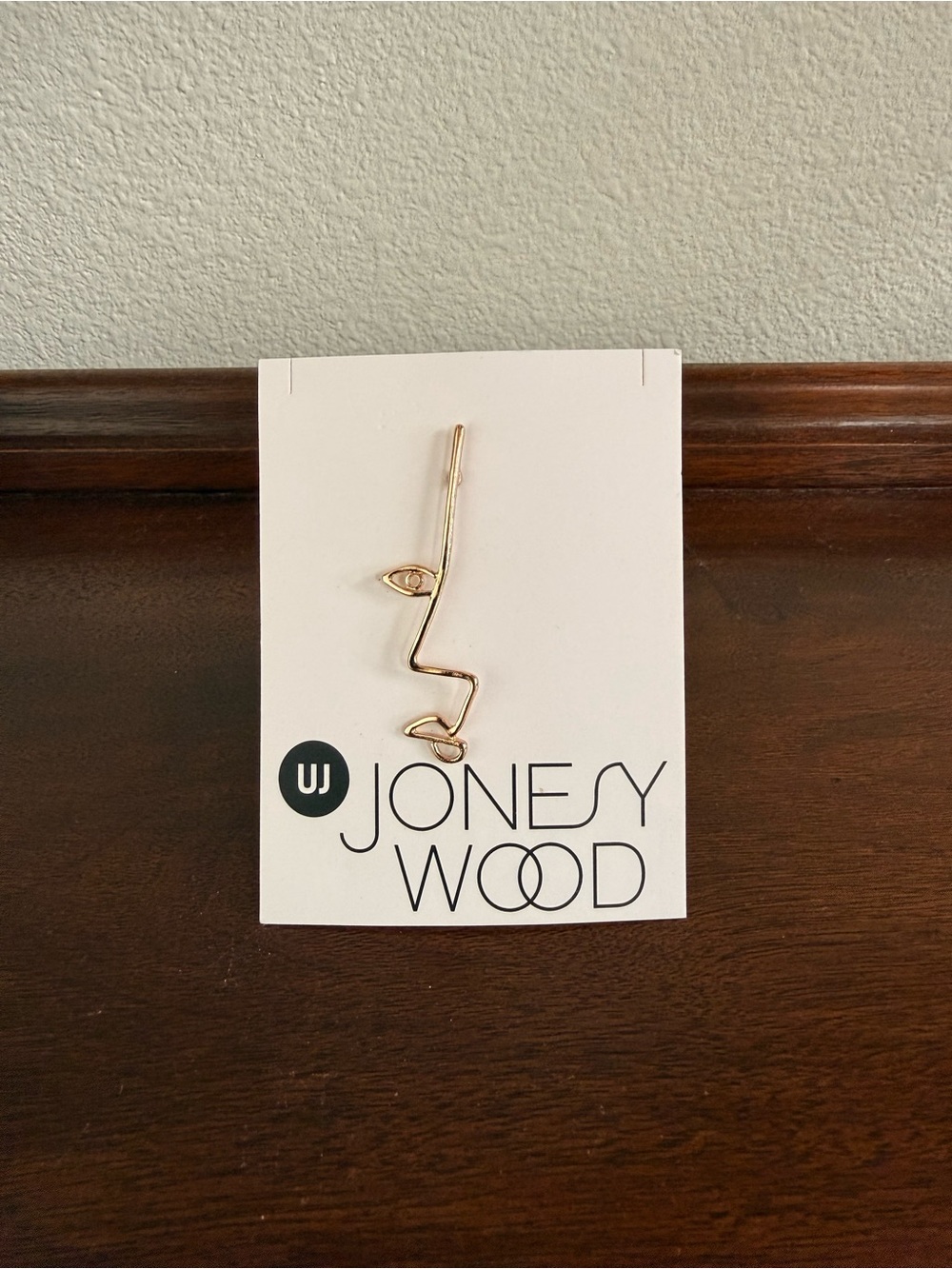 Jonesy Wood Gold Abstract Face Single Earring